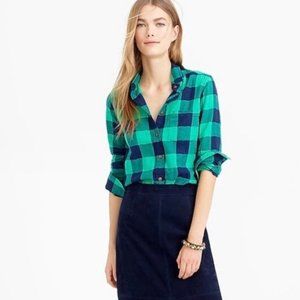 J. Crew Navy & Green Buffalo Check Flannel Shirt